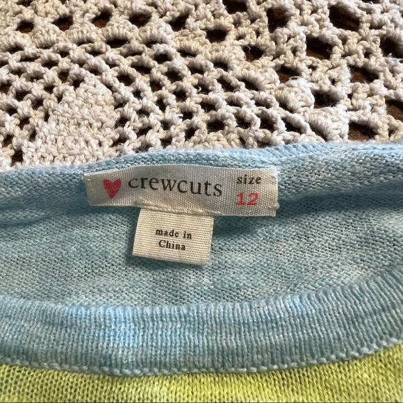 Crewcuts Light Weight Thin Sweater Lime Green and Light Blue Girls Size 12 - Picture 3 of 4